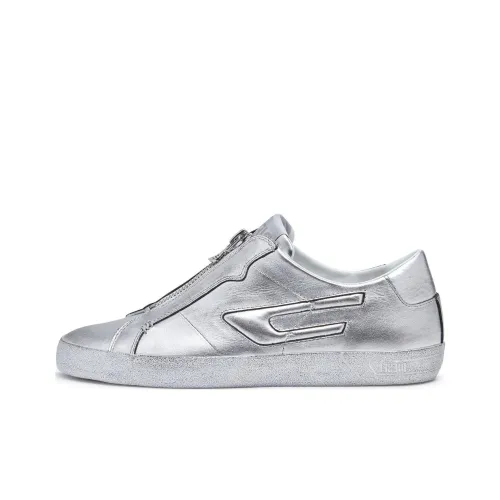 DIESEL S-Leroji Anti-Slip Wear-Resistant Low-Top Skateboard Shoes Men's Silver