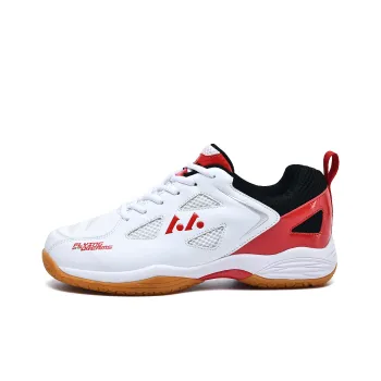 LEFUS Low Top Badminton Shoes Unisex White Red