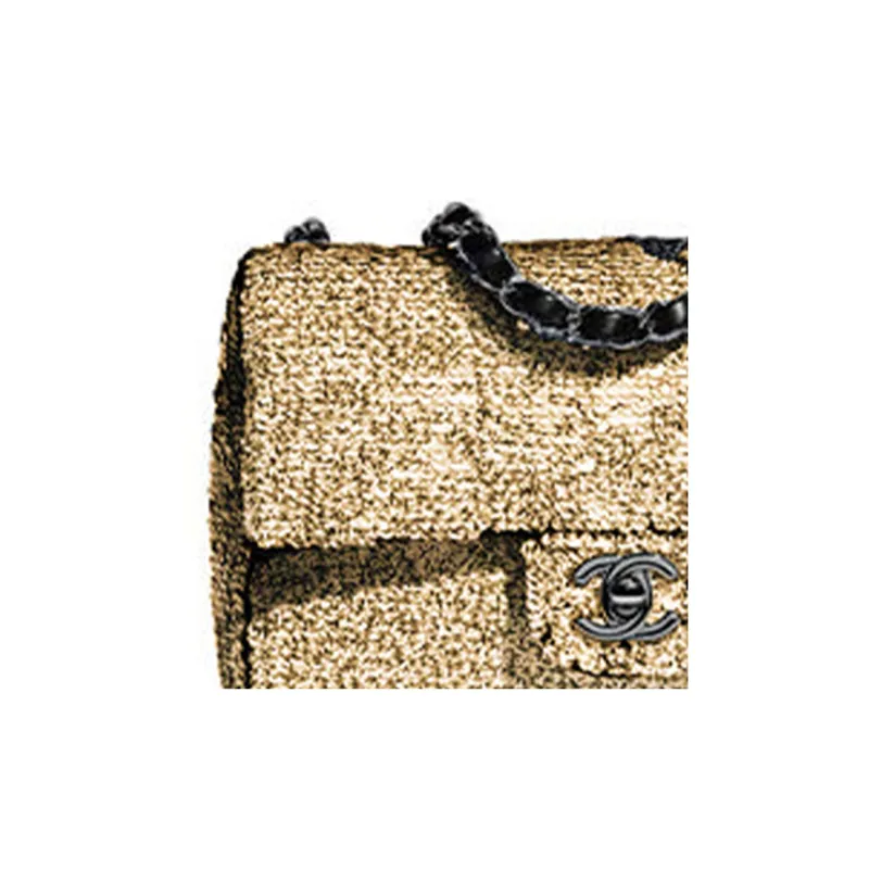 CHANEL Sequins Flap Bag Handbag, Shoulder Bag, Crossbody Bag Women's Gold-1