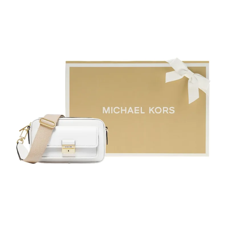 MICHAEL KORS Bradshaw Cow Leather Shoulder Bag Medium Size Women's White-4