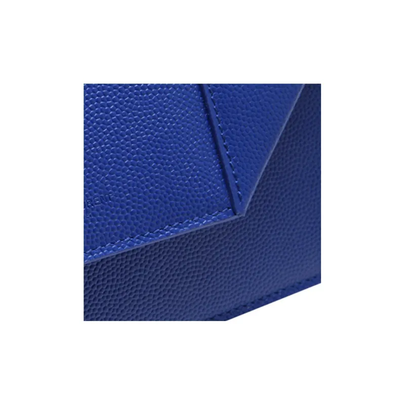 SAINT LAURENT Calfskin Crossbody Bag Shoulder Bag Women's Blue-4