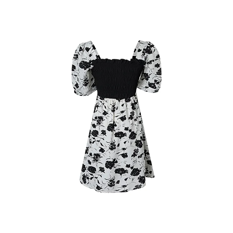 QYPRF Short Sleeved Dresses Women's Black/White-1