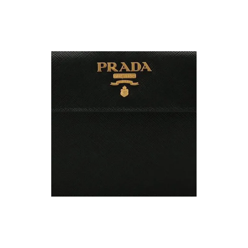 PRADA Saffiano Leather One Shoulder Crossbody Cell Phone Pouch Women's Black-4
