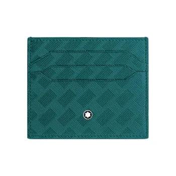 MONTBLANC Full Grain Cow Leather Card Holder Men's Turquoise Blue