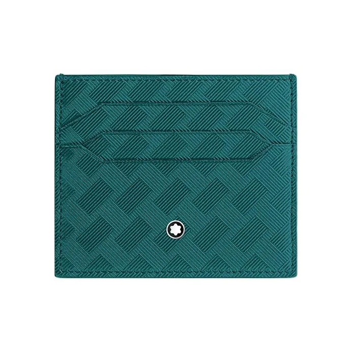 MONTBLANC Full Grain Cow Leather Card Holder Men's Turquoise Blue-0