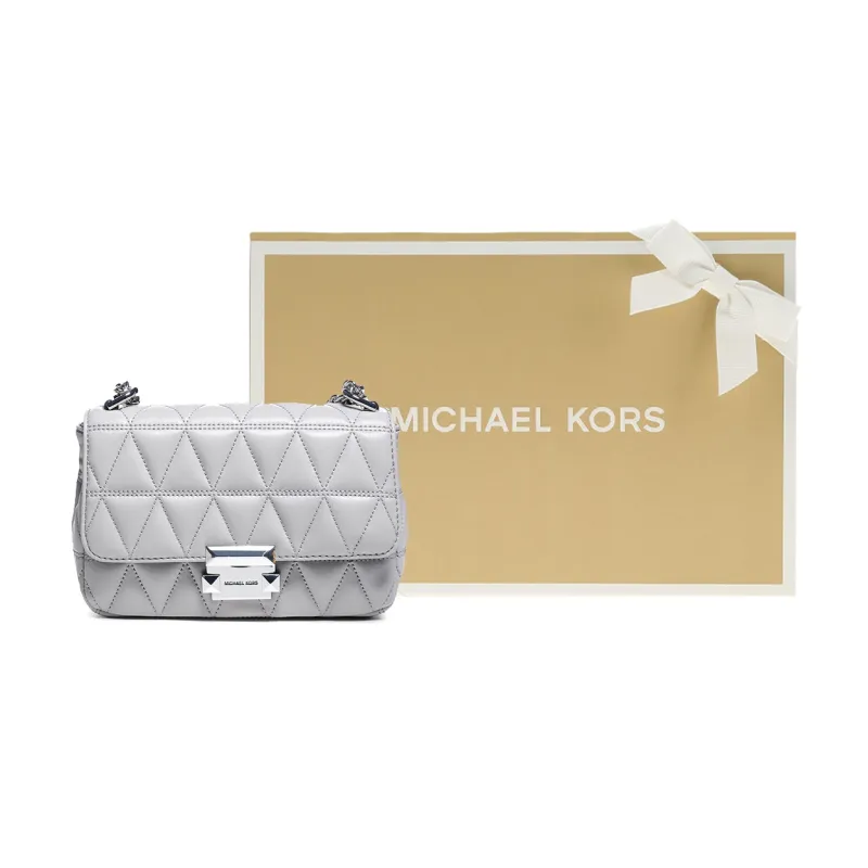 MICHAEL KORS Sloan Leather Shoulder Bag, Crossbody Bag Small Size Women's Pearl Gray-5