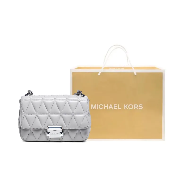 MICHAEL KORS Sloan Leather Shoulder Bag, Crossbody Bag Small Size Women's Pearl Gray-7