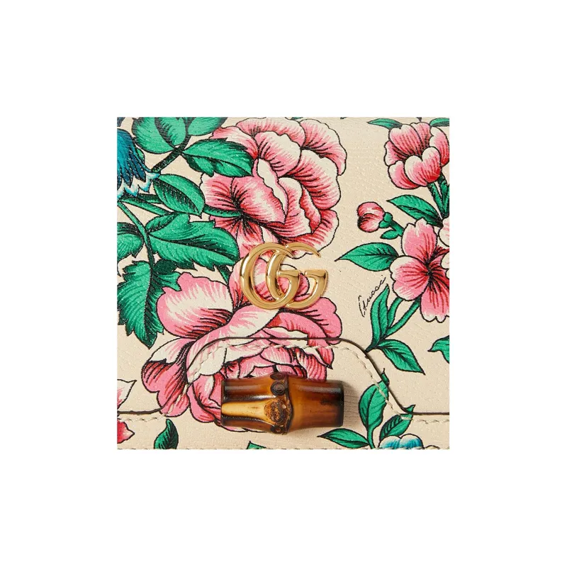 GUCCI Diana Leather Card Holder Women's White/Multicolor-4