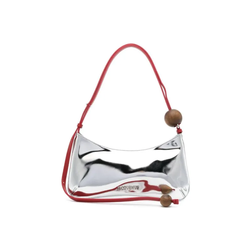 Jacquemus Patent Leather Handbag, Shoulder Bag Mini Women's Silver-0
