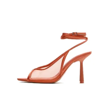 ZARA One-Strap Sandals 9cm Women's Orange