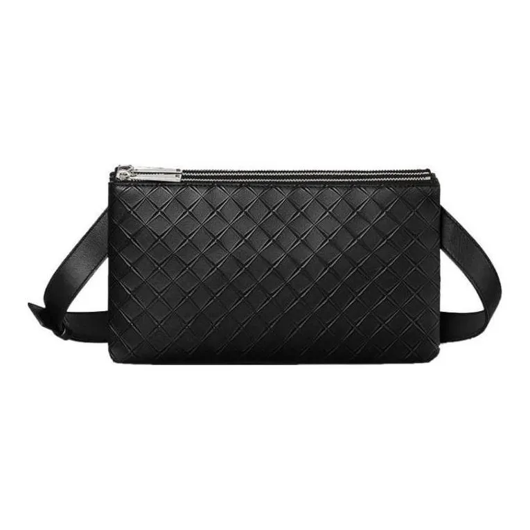 Bottega Veneta Calfskin Crossbody Bag, Shoulder Bag Men's Black-0