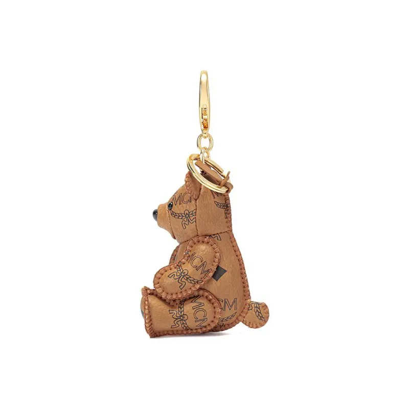 MCM Artificial Leather Keychains Unisex Cognac-2