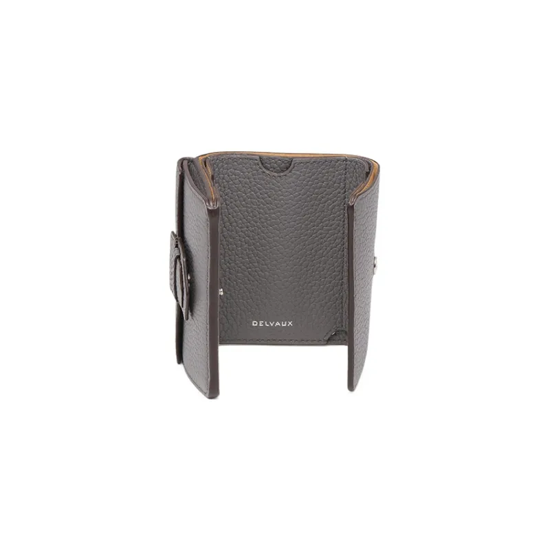 Delvau Presse Soft Grain Calfskin Wallet Women's Gray-3