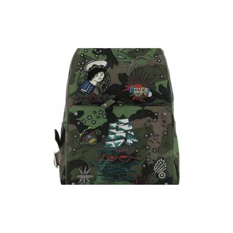 Valentino Cow Leather Backpack Men's Multicolor-5