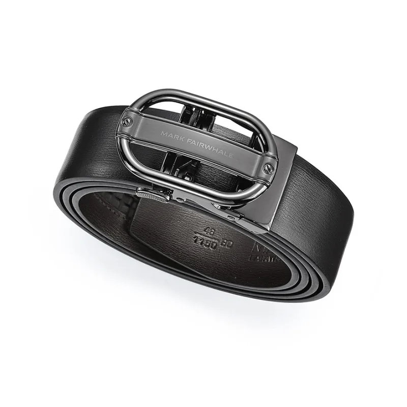 FAIRWHALE Trendy Casual Alloy Automatic Buckle Genuine Leather Belt Men's Width 3.5CM-1