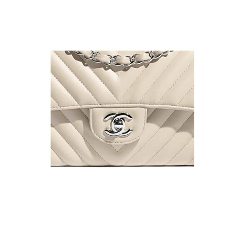 CHANEL Classic Flap CF Lambskin Crossbody Bags Women's Beige-4