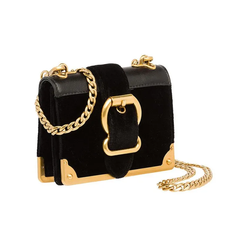 PRADA Calfskin One Shoulder Crossbody Coin Purses Women's Black-1