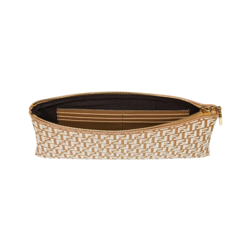 FENDI Raffia Clutch Medium Size Women's Brown Pink-2