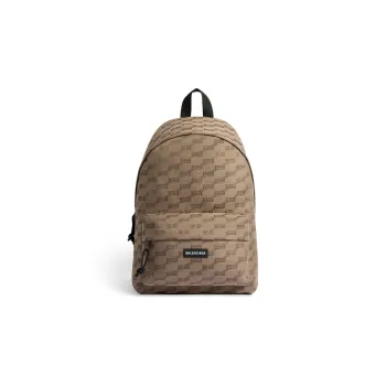 Balenciaga BB MONOGRAM SIGNATURE Canvas With Artificial Leather Backpack Medium Size Men's Beige/Brown