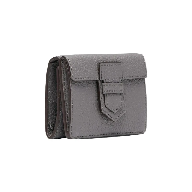 Delvau Presse Soft Grain Calfskin Wallet Women's Gray-1