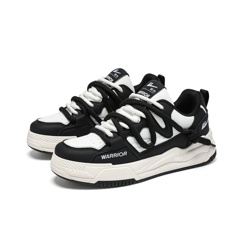 Warrior Lightweight Breathable Height Increasing Platform Height Increasing Skateboard Shoes Men's Black Beige-2