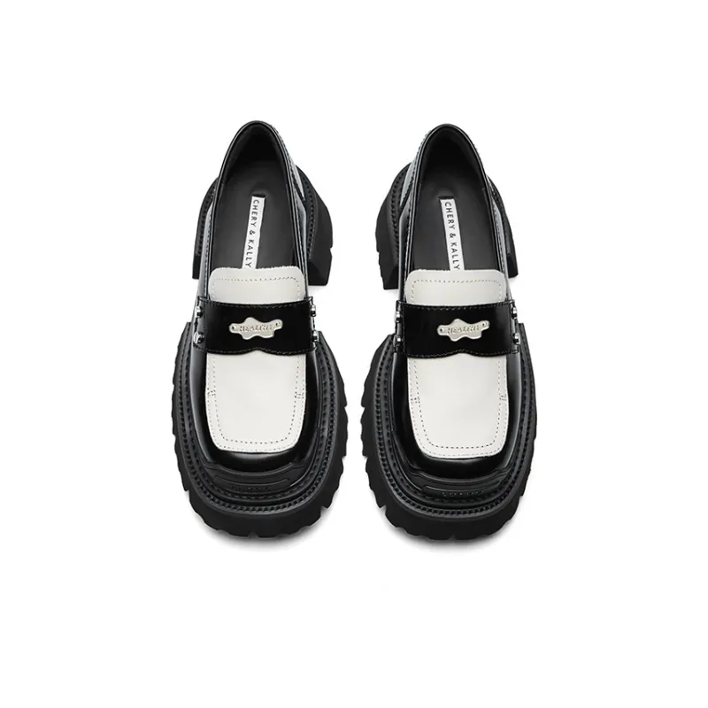 CHERYKALLY Loafers 6cm Women's Black White-3