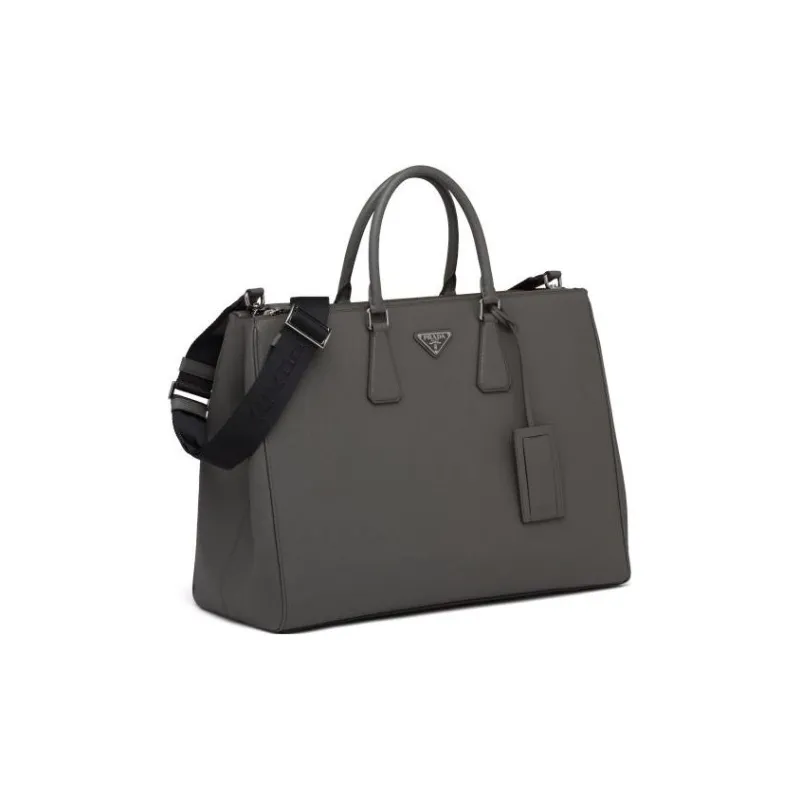 PRADA Genuine Leather Handbag Men's Gray-1