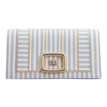 Roger Vivier Fabric Portable One Shoulder Crossbody Clutches Regular Women's Light Blue/White
