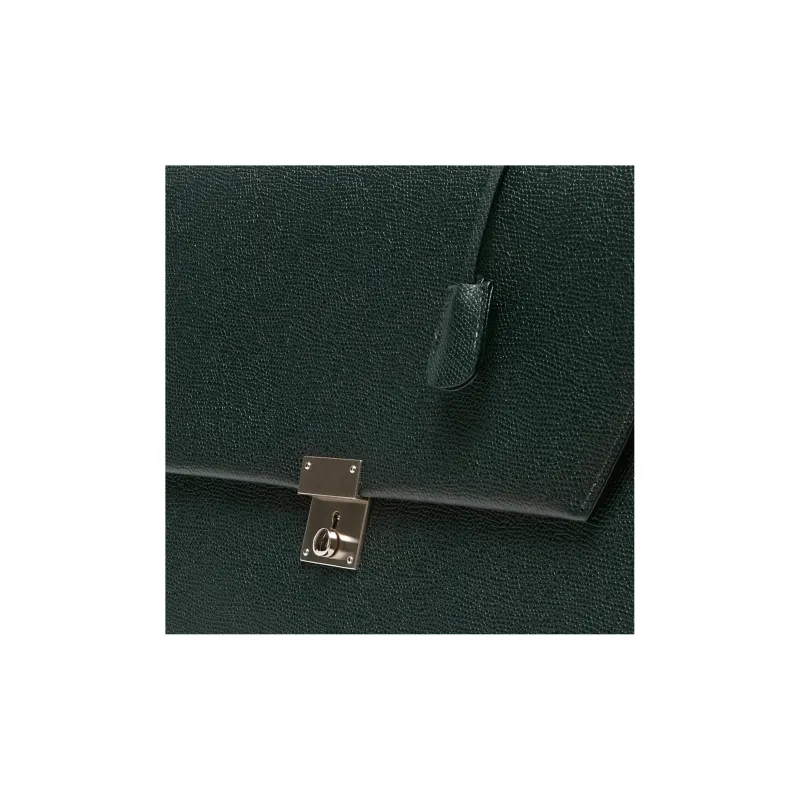 Valextra Calfskin Briefcases Handbags Women's Dark Green-3