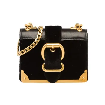 PRADA Calfskin One Shoulder Crossbody Coin Purses Women's Black