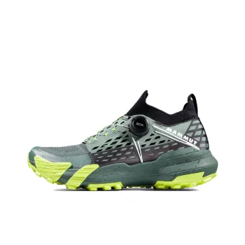 MAMMUT Aenergy TR Cushioning, Slip Resistant, And Abrasion Resistant Mid Top Outdoor Shoes Women's Green Yellow