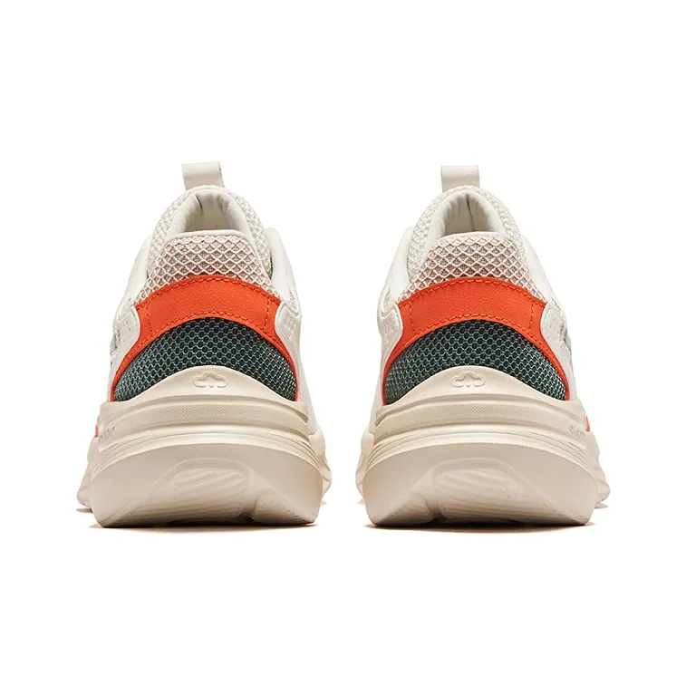 Erke Anti Slip Wear Resistant Low Top Running Shoes Men's Microcrystal White Warm Linen-3