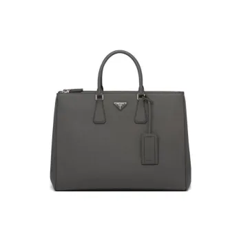 PRADA Genuine Leather Handbag Men's Gray