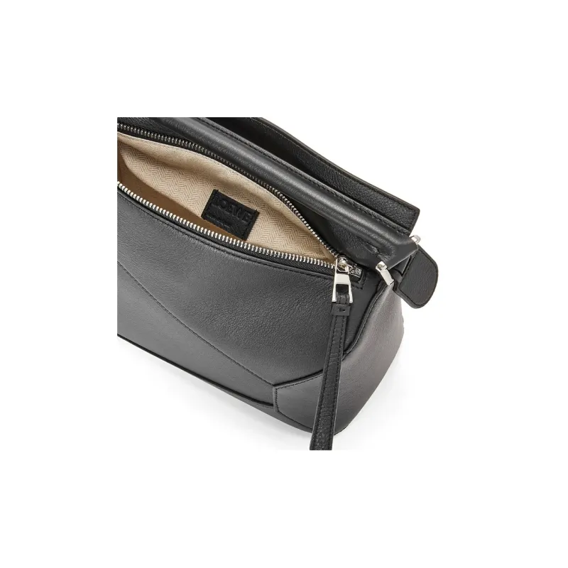 LOEWE Puzzle Cow Leather Handbag, Shoulder Bag, Crossbody Bag Trumpets Women's Black-6