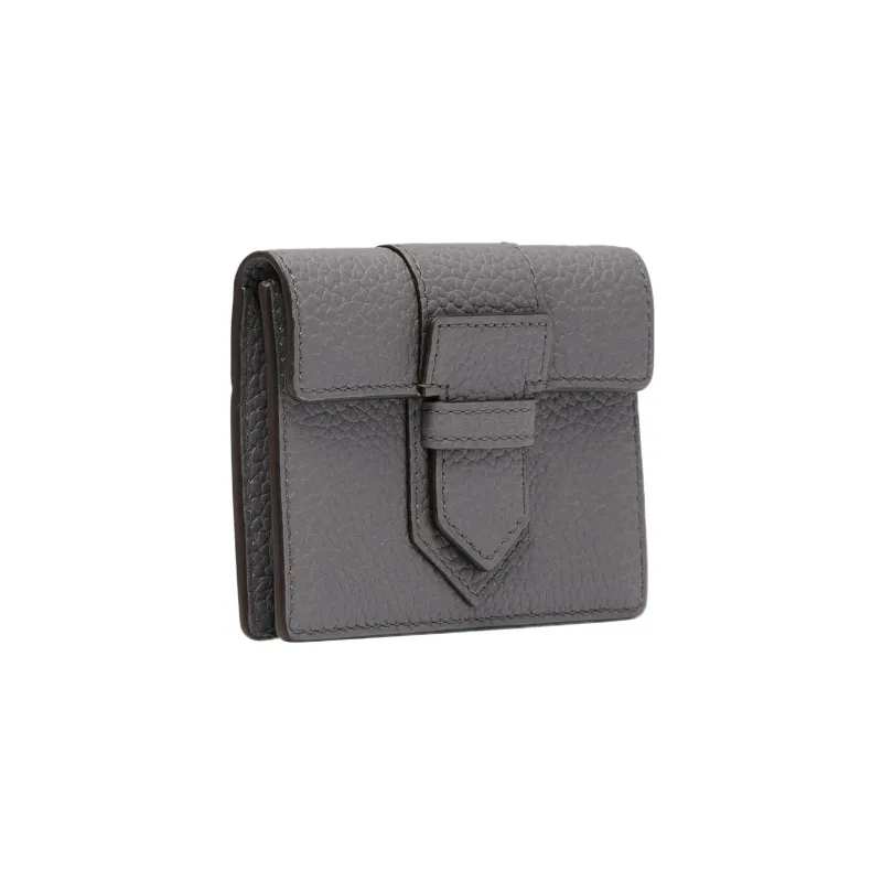 Delvau Presse Taurillon Soft Soft Calfskin Card Holder Unisex Gray-1