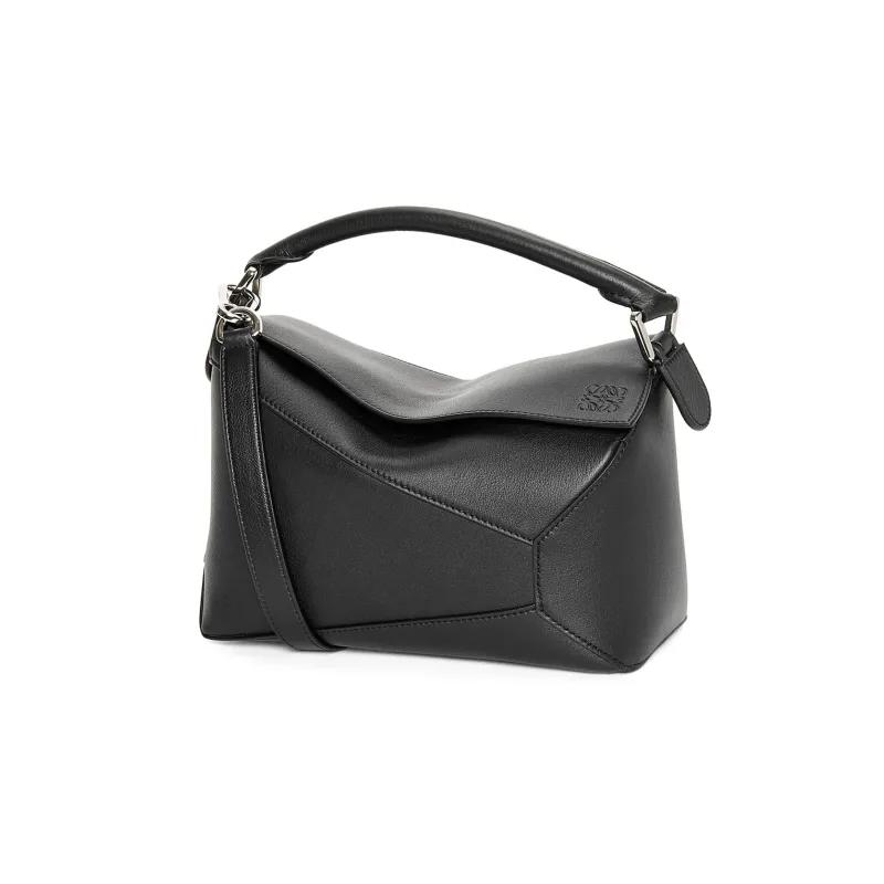 LOEWE Puzzle Cow Leather Handbag, Shoulder Bag, Crossbody Bag Trumpets Women's Black-0