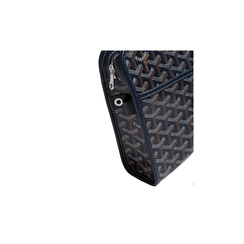 GOYARD JOUVENCE Canvas With Leather Travel Storage Bags Handheld Toiletry Bags Medium Size Unisex Marine Blue-4