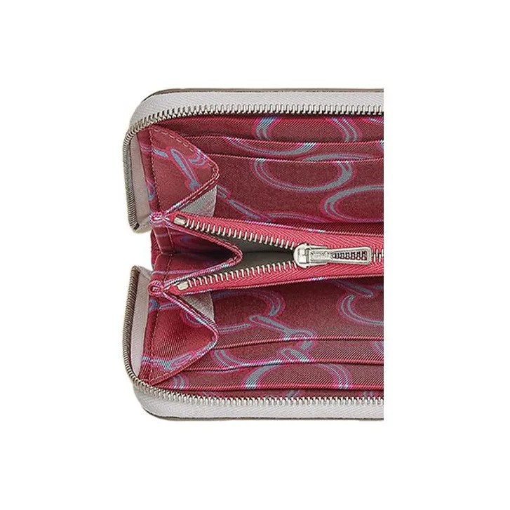 HERMES Silk'In Epsom Calfskin With Barenia Calfskin Wallet Women's Light Gray/Ruby-2