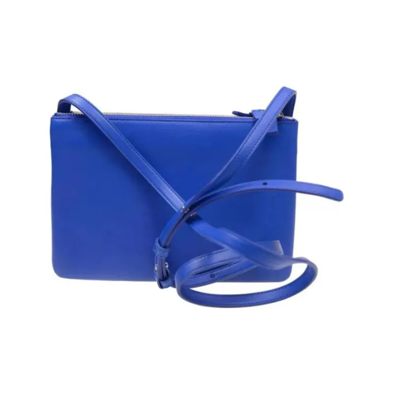 CELINE Trio Sheepskin Shoulder Bag Crossbody Bag Women's Blue-2