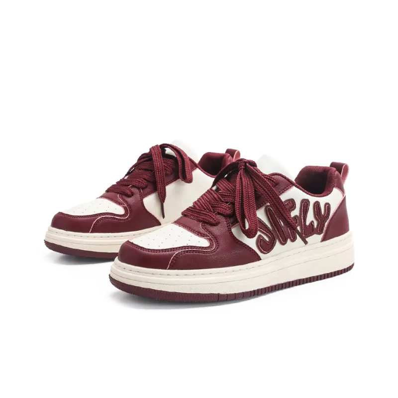 Jifffly Slip Resistant, Abrasion Resistant, Breathable, Height Increasing Low Top Skateboard Shoes Unisex Burgundy-2