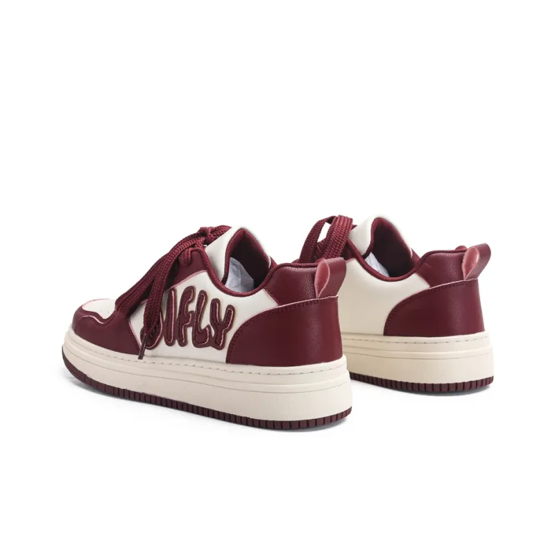 Jifffly Slip Resistant, Abrasion Resistant, Breathable, Height Increasing Low Top Skateboard Shoes Unisex Burgundy-4