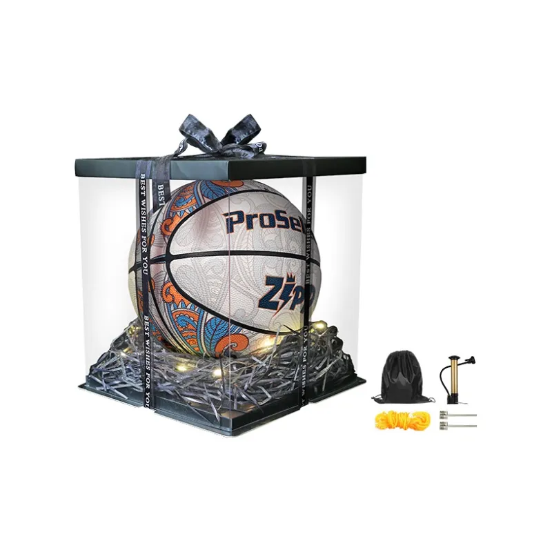 ProSelect PU Basketball Silver Gray Orange Blue Size 7 Training Unisex-5