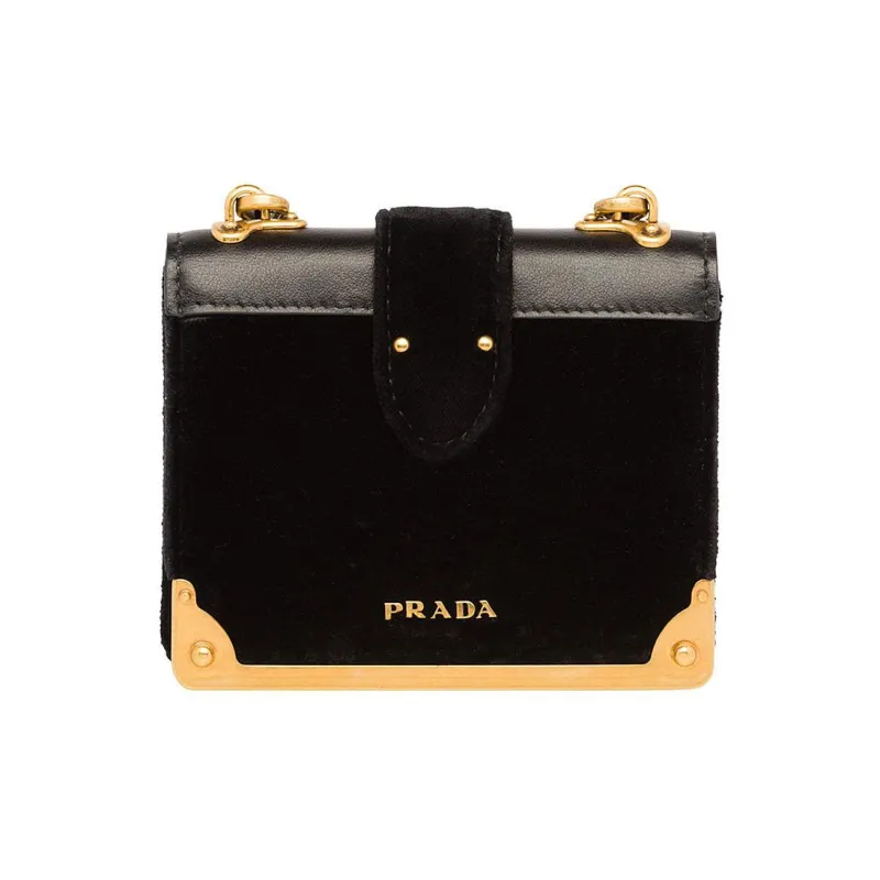 PRADA Calfskin One Shoulder Crossbody Coin Purses Women's Black-2