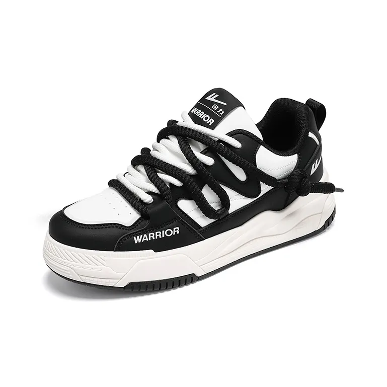 Warrior Lightweight Breathable Height Increasing Platform Height Increasing Skateboard Shoes Men's Black Beige-1