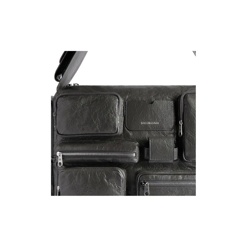 Balenciaga Superbusy Crossbody Messenger Unisex Leather Black-4
