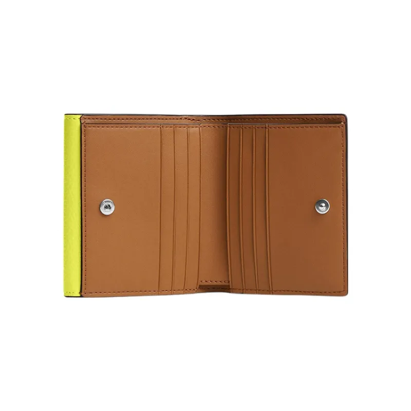 COACH Pebbled Leather Coin Purse Wallet Women's Lemon Yellow-1