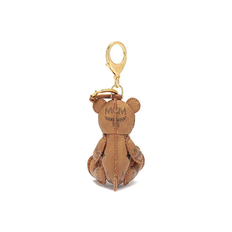 MCM Artificial Leather Keychains Unisex Cognac-3