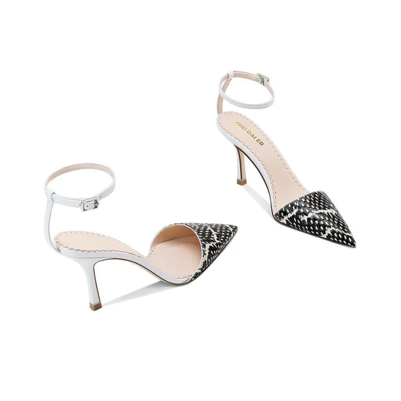 SHUDAIER Strap Sandals Women's Black White-3