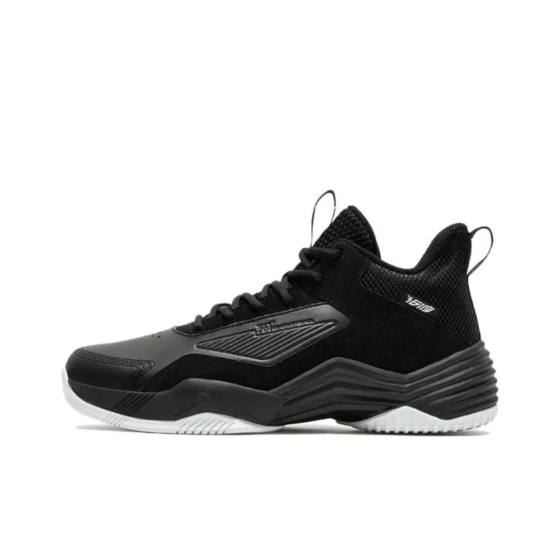 361° Cushioned Slip Resistant Mid Top Basketball Shoes Men's Black White-0