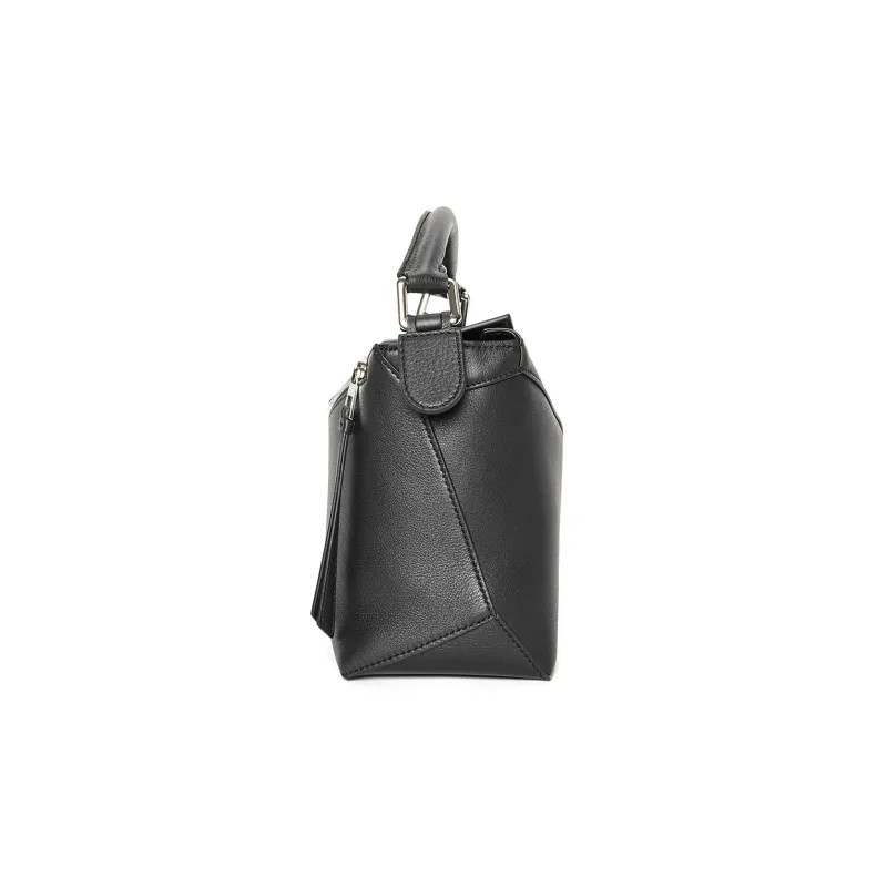 LOEWE Puzzle Cow Leather Handbag, Shoulder Bag, Crossbody Bag Trumpets Women's Black-3